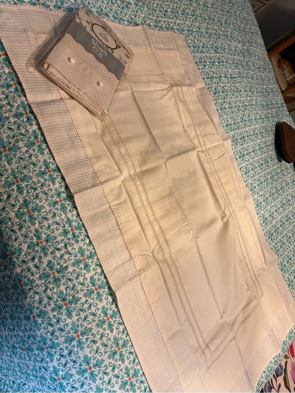 Pair of New King size Pillow Shams nuetral beige